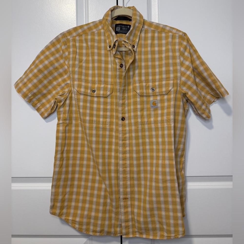 Carhartt Plaid Short Sleeve Button Up Shirt Men’s Medium Loose Fit Workwear - Picture 1 of 4